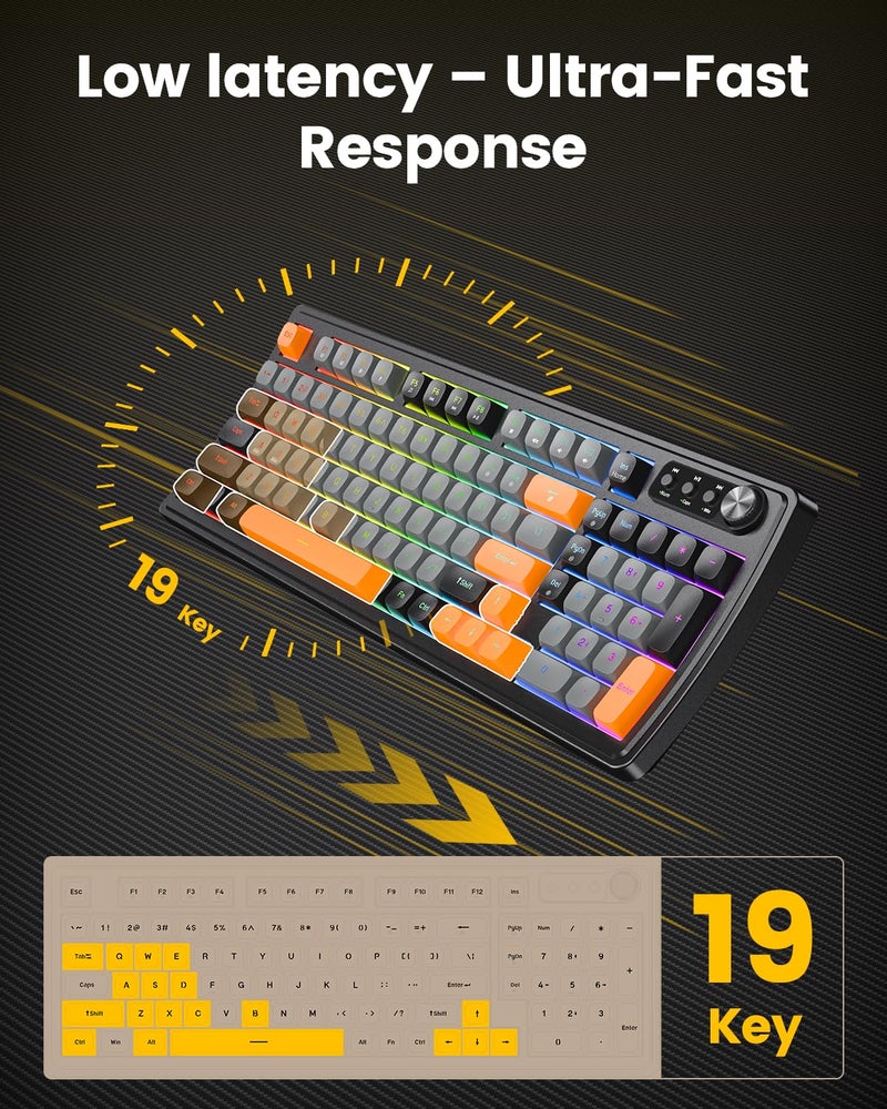 SABLUTE Gaming Keyboard and Mouse, Quiet Membrane Keyboard with RGB Backlit Mechanical Feel, PC Gaming Keyboards Multimedia Knob, Anti-Ghosting, Ergonomic Wrist Rest & 3200 DPI Mouse for Gamer/Office - Image 5