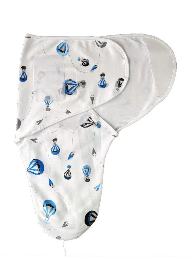 MammaChamp 100% Cotton Swaddle Wrapper Sleeping Sack Bag Wrap for Newborn Baby 0-6 Months- Adjustable/readymade1 00% Cotton (Blue Baloon) - Image 1