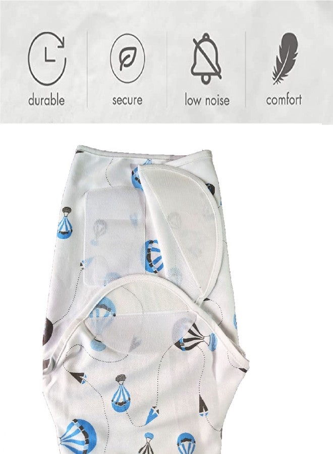 MammaChamp 100% Cotton Swaddle Wrapper Sleeping Sack Bag Wrap for Newborn Baby 0-6 Months- Adjustable/readymade1 00% Cotton (Blue Baloon) - Image 2