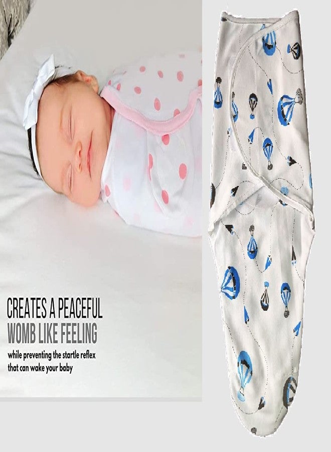 MammaChamp 100% Cotton Swaddle Wrapper Sleeping Sack Bag Wrap for Newborn Baby 0-6 Months- Adjustable/readymade1 00% Cotton (Blue Baloon) - Image 5