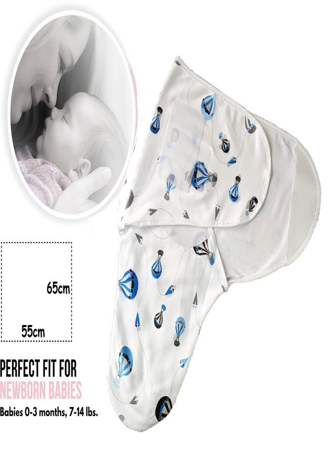 MammaChamp 100% Cotton Swaddle Wrapper Sleeping Sack Bag Wrap for Newborn Baby 0-6 Months- Adjustable/readymade1 00% Cotton (Blue Baloon) - Image 4