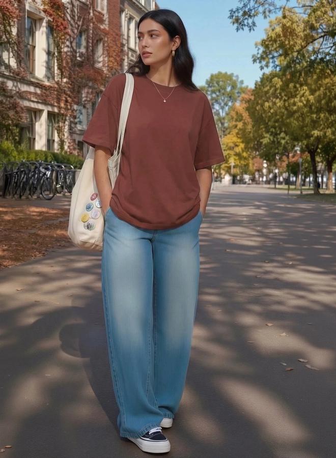 Styli Stone Wash High Rise Wide Leg Jeans - Image 5
