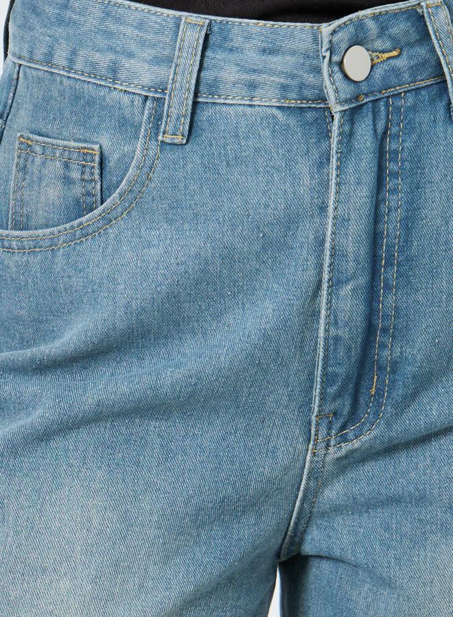 Styli Stone Wash High Rise Wide Leg Jeans - Image 3