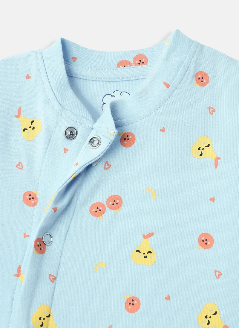 نوتيناتي Nautinati Infants' Interlock Cotton All-over Printed Sleepsuit With Beanie