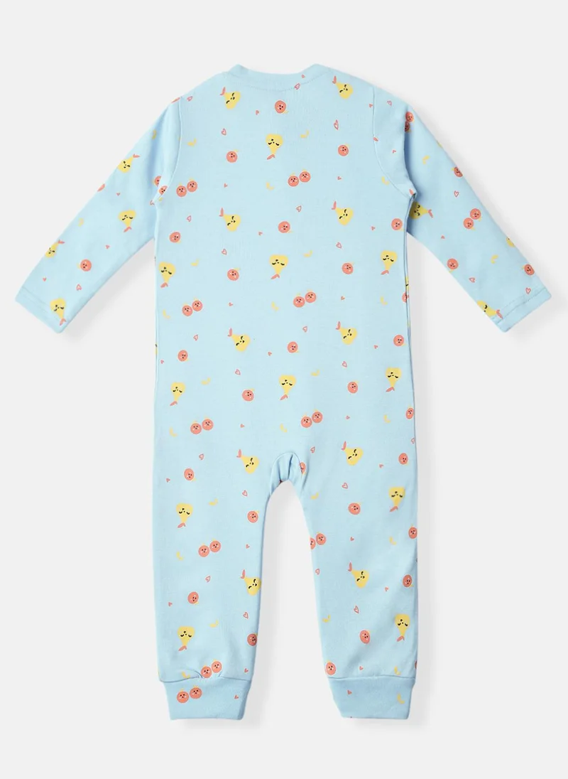 نوتيناتي Nautinati Infants' Interlock Cotton All-over Printed Sleepsuit With Beanie