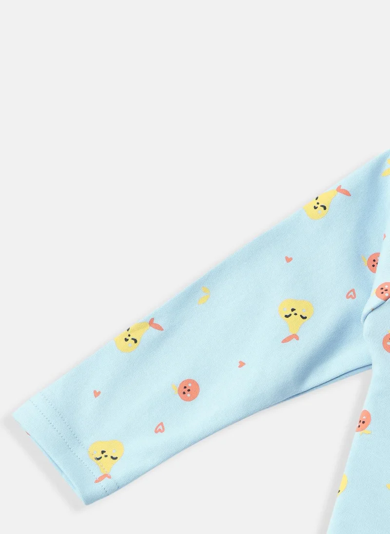 نوتيناتي Nautinati Infants' Interlock Cotton All-over Printed Sleepsuit With Beanie