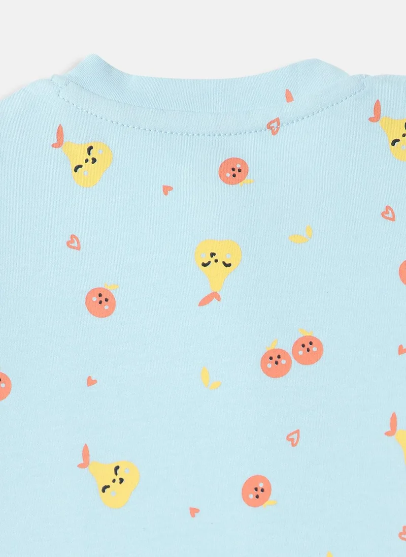 نوتيناتي Nautinati Infants' Interlock Cotton All-over Printed Sleepsuit With Beanie