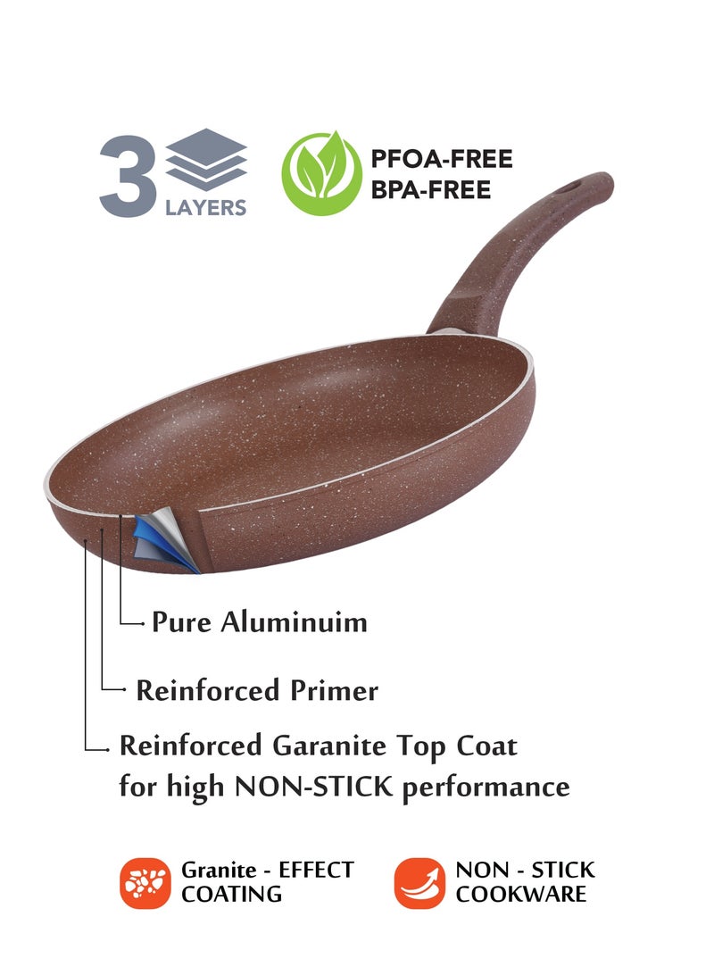 Grandi Titanium 6-Piece Set  Casserole 26 Frypan 24 - 28- Saucepan with Lid 20 Glass Lids Granite Brown - Image 2