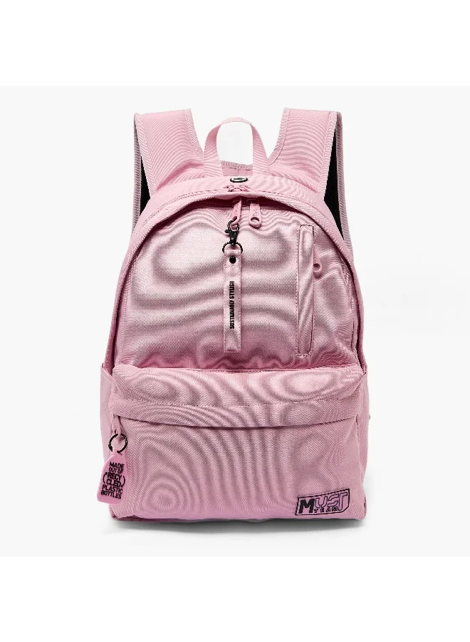 Must 16.5 Inches-Backpack-Monochrome-Sustainable-2 Cmprts (Rpet 900D Pu) Pink \ 32X19X42