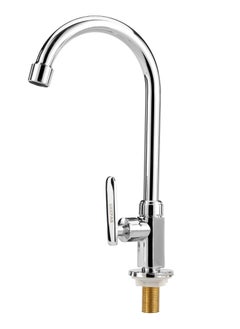Geepas Deck Mounted Sink Tap- GSW61137| Single Hole Mounted Taps for Kitchen and Bathroom| High-Quality Material in Chrome Color| Durable Quarter Turn Cartridge| Leak-Proof, Solid Handle and 360-Degre
