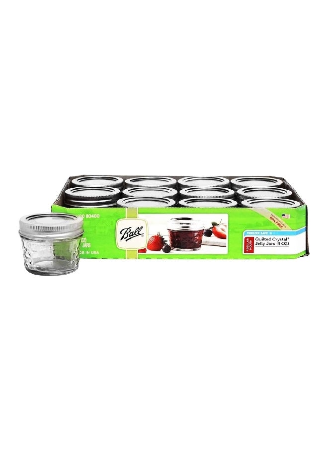 بول مجموعة من 12 برطمان جيلي من زجاج كريستالي مطرز مع غطاء شفاف وفضي 118 مل 1440080400  - Image 3