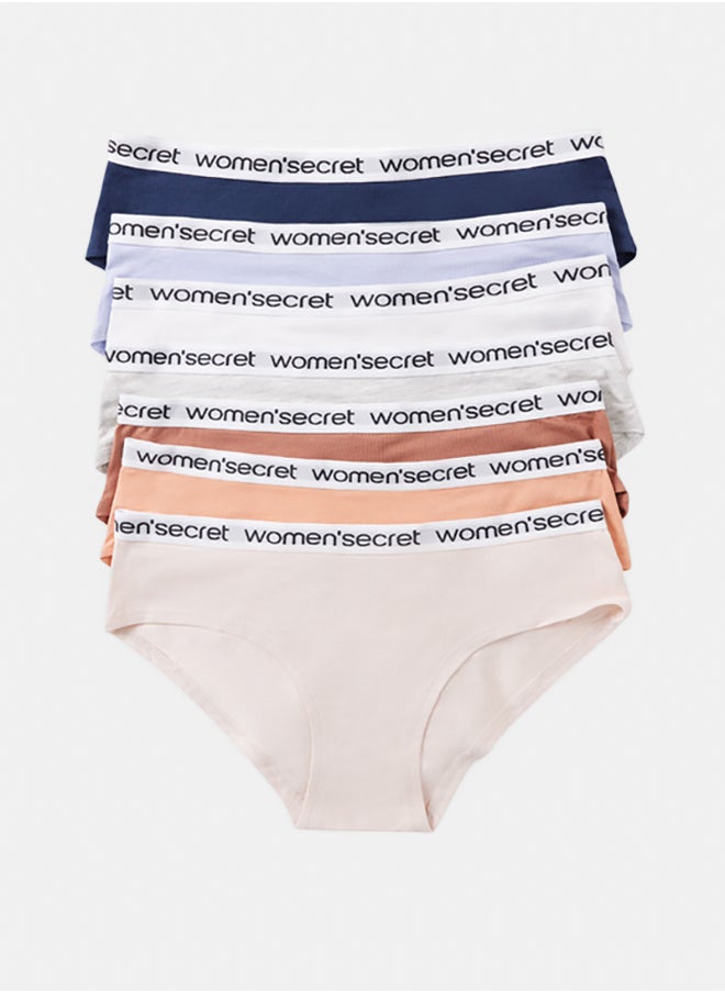 women'secret Pack Of 7 Wide Cotton Panties With Logo  - Image 1