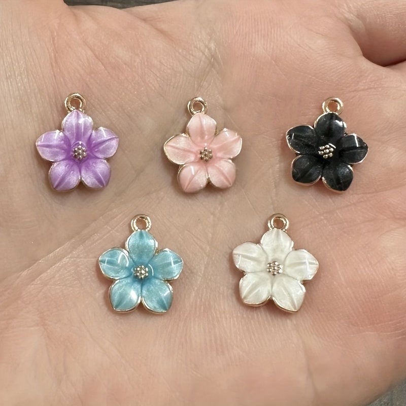50 Pieces Yellow Flowers DIY Korean Style Drip Oil Alloy Small Pendant 5 Petal Camellia Earrings Keychain Hair Accessories Bracelet - Image 5
