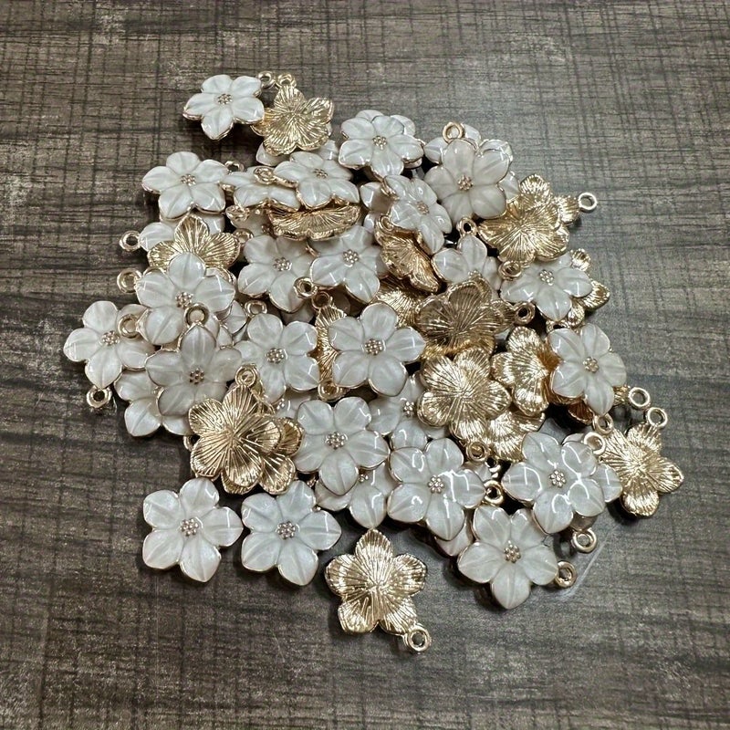 50 Pieces Yellow Flowers DIY Korean Style Drip Oil Alloy Small Pendant 5 Petal Camellia Earrings Keychain Hair Accessories Bracelet - Image 2