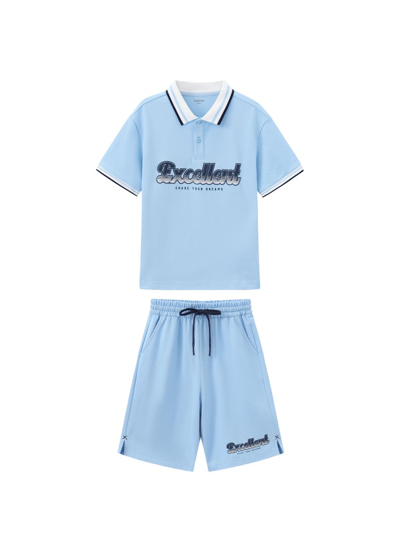 Balabala Kids Boys Knitted short-sleeved set - Image 1