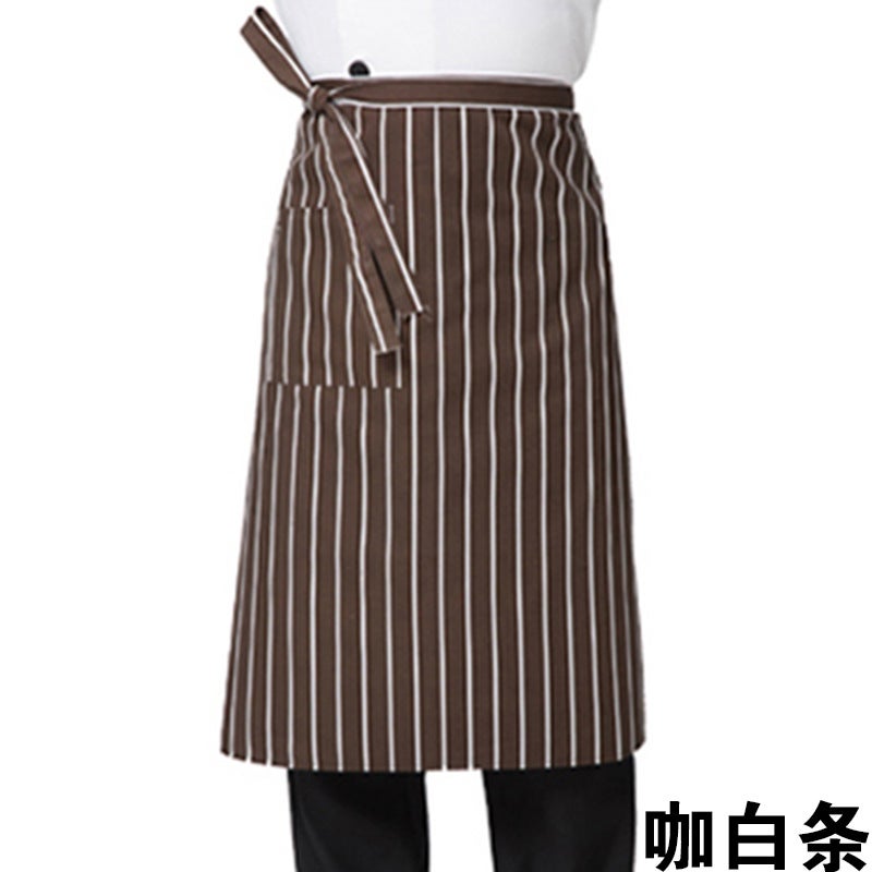 Chef Apron Mens Half-length Hotel Restaurant Restaurant Kitchen Kitchen Special White Waterproof Oil-proof Neck Neck Womens Neck Coffee bar half-length thick cotton cloth 