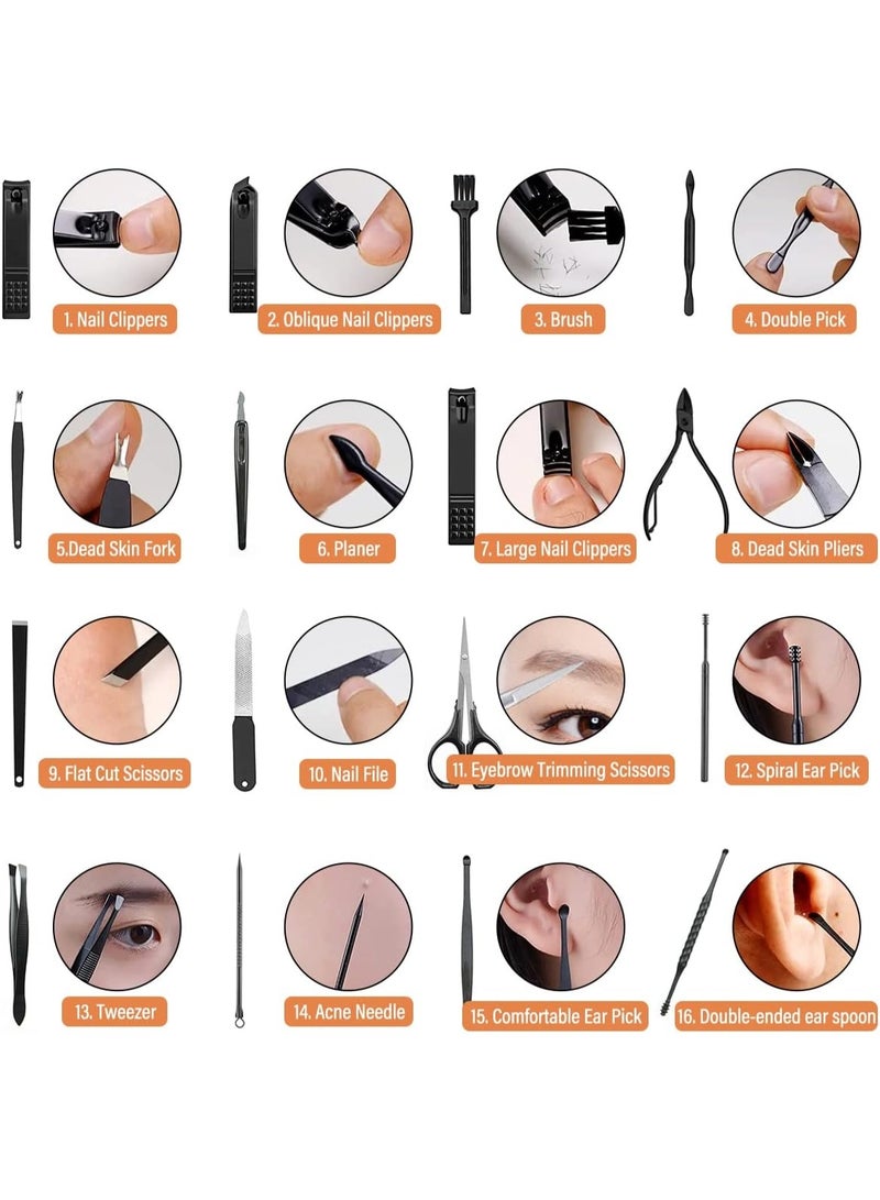 16 Pieces Nail Clipper Set Professional Grooming Kit Manicure and Pedicure Multicolor - Image 4