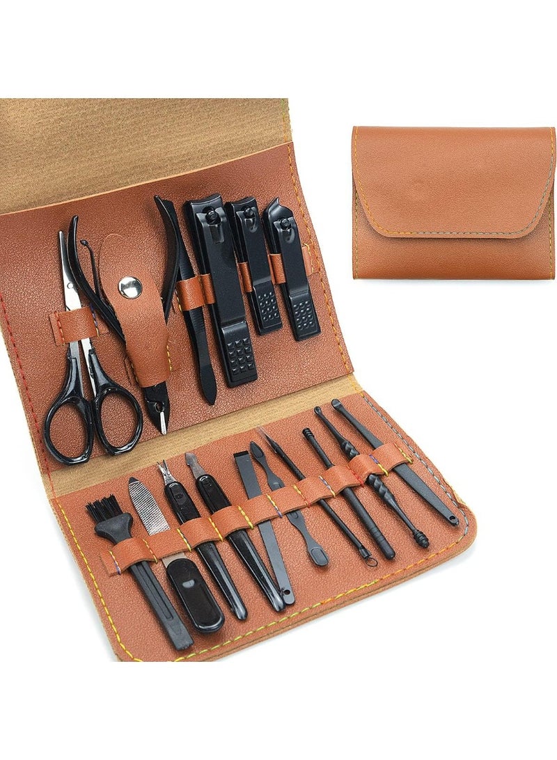 16 Pieces Nail Clipper Set Professional Grooming Kit Manicure and Pedicure Multicolor - Image 1