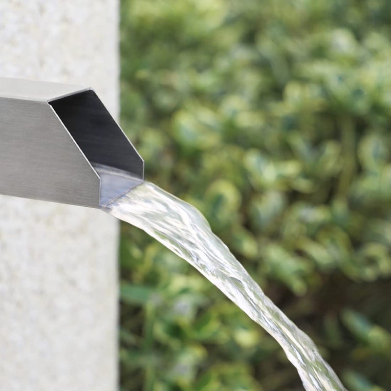 PONDO 2 Square Water Fountain Spout Scupper 316 Stainless Steel Spillway wConstruction Spray Baffle for Pools Ponds Water Walls Fountains Silver Overall Length 10 Inch