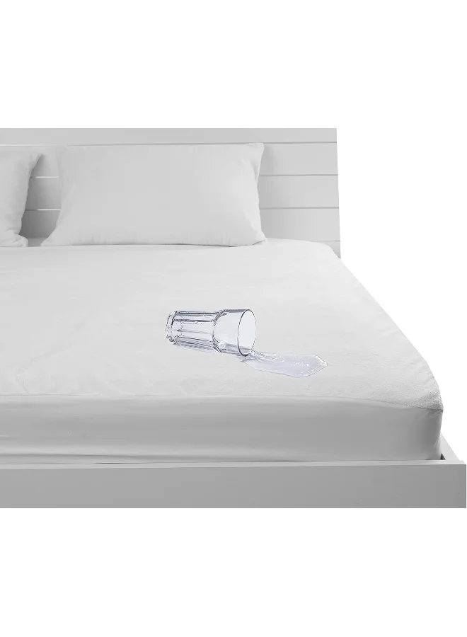 Hotel Linen Klub Hotel Linen Klub Glofresh Coral Fleece 220GSM Waterproof Mattress Protector - Super Plush with Deep Pocket and All-Around Elastic, Size: Super King 200 x 200 + 30 cm, White