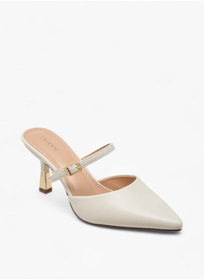 Celeste - Women's Solid Slip-On Mules with Stilettos Heels - Image 1