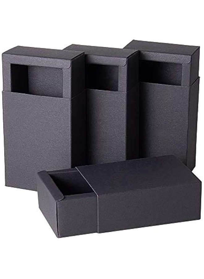 20 Pack Kraft Paper Drawer Box Festival Gift Wrapping Boxes Soap Jewelry Candy Weeding Party Favors Gift Packaging Boxes - Black (4.4x3.2x1.65) - Image 1