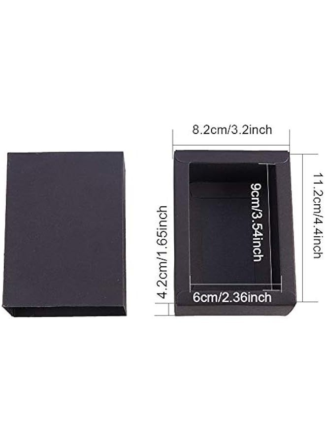 20 Pack Kraft Paper Drawer Box Festival Gift Wrapping Boxes Soap Jewelry Candy Weeding Party Favors Gift Packaging Boxes - Black (4.4x3.2x1.65) - Image 2