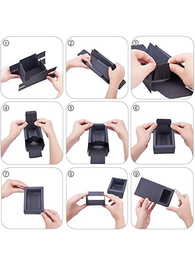 20 Pack Kraft Paper Drawer Box Festival Gift Wrapping Boxes Soap Jewelry Candy Weeding Party Favors Gift Packaging Boxes - Black (4.4x3.2x1.65) - Image 3
