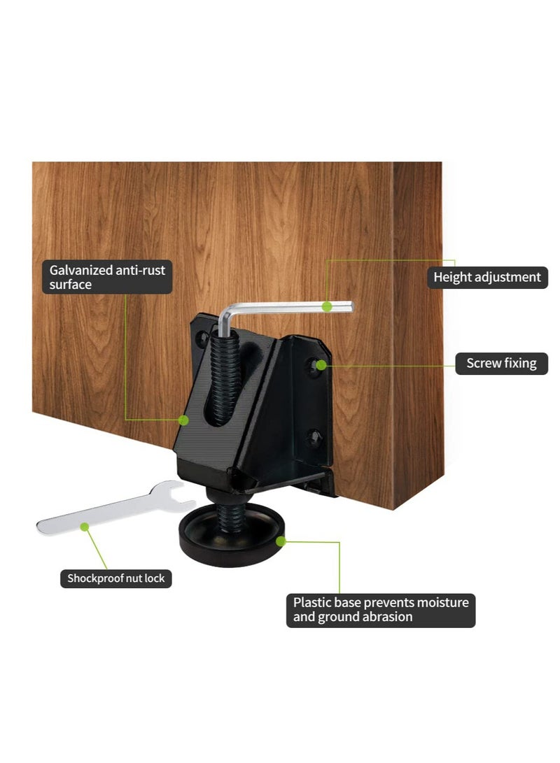 Heavy-Duty Adjustable Furniture Levelers - Perfect for Cabinets, Tables & Chairs - Supports Up to 1320lbs - 4 Pack in Sleek Black Finish - Image 3