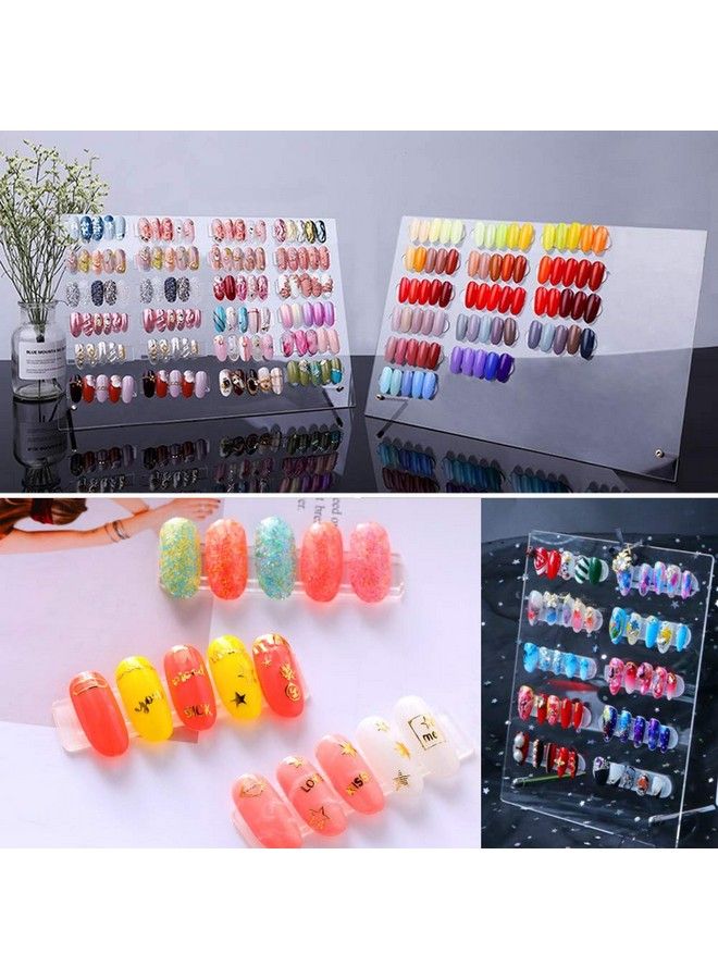 BetterJonny 1Pcs Transparent Acrylic Nail Art Display Holder Betterjonny 50Pcs Nail Stand With 3M Double Sided Tape For Professional Salon False Nail Sample Display - Image 3