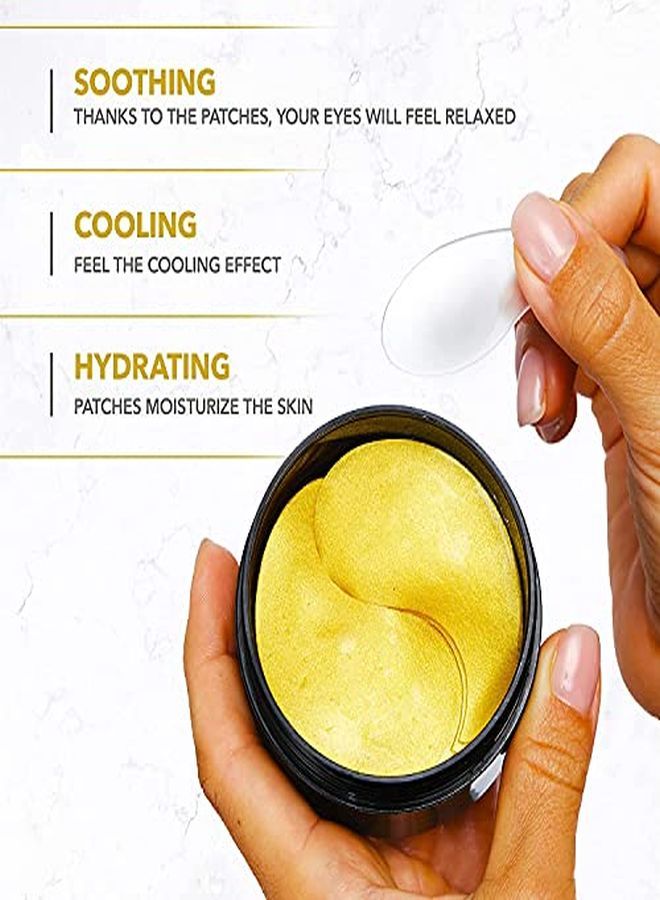 Arvesa Eye Patches - 24K Gold Under Eye Mask For Puffy Eyes, Dark Circles, Eye Bags, Wrinkles, Puffiness With Collagen - Anti Aging Skincare Eye Patch Treatment Masks - Hydrating Under Eye Gel Pads  - Image 3