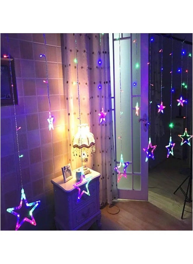 دريمزون أضواء ستارة النجوم 138 أضواء LED لنافذة النجوم مع 2 متر و12 نجمة و8 أوضاع لزينة رمضان وعيد الميلاد وحفلات الزفاف والحديقة متعدد الألوان - Image 3