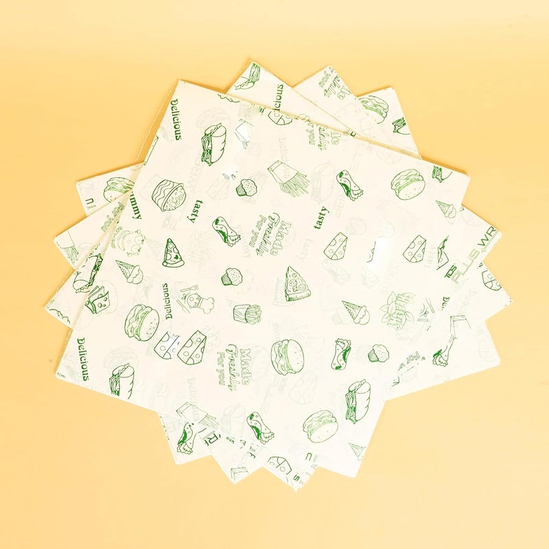 Aarnikawrap Wrapping Butter Paper I Oil Proof Sandwich Wrap Paper I Food Wrapping Paper I Oil Absorbing Sheets I Cooking Butter Paper I Pack of 100 Sheets I - Image 1