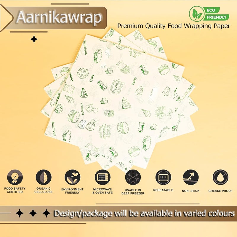 Aarnikawrap Wrapping Butter Paper I Oil Proof Sandwich Wrap Paper I Food Wrapping Paper I Oil Absorbing Sheets I Cooking Butter Paper I Pack of 100 Sheets I - Image 2