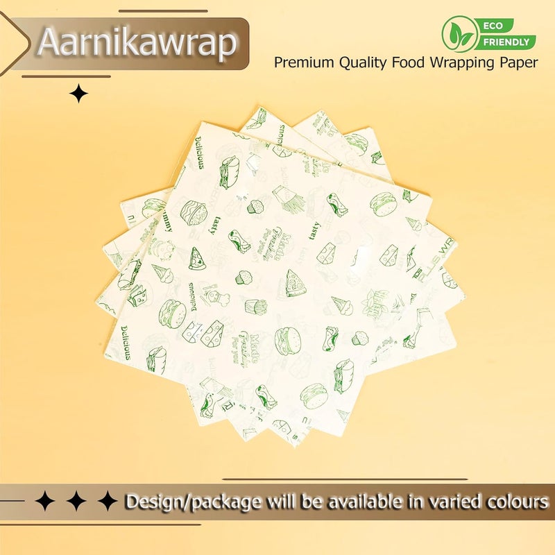 Aarnikawrap Wrapping Butter Paper I Oil Proof Sandwich Wrap Paper I Food Wrapping Paper I Oil Absorbing Sheets I Cooking Butter Paper I Pack of 100 Sheets I - Image 4