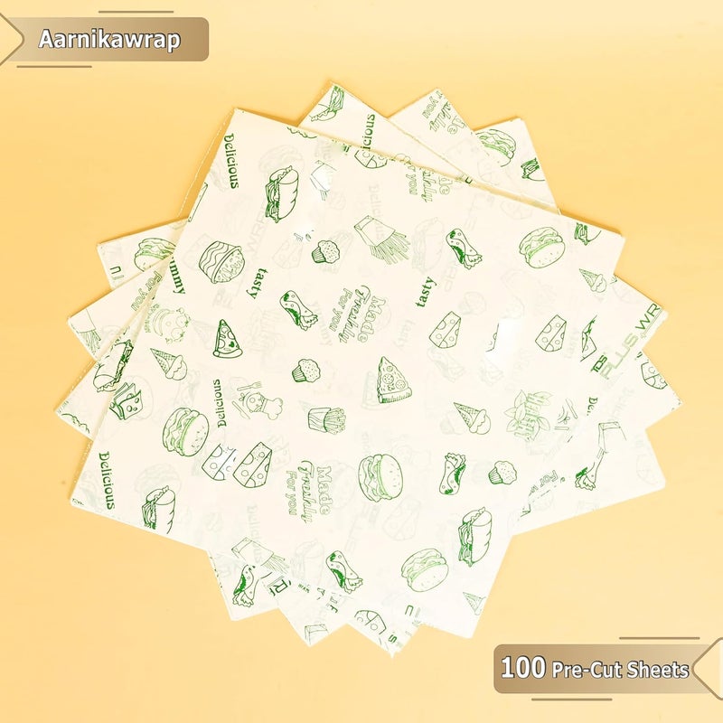 Aarnikawrap Wrapping Butter Paper I Oil Proof Sandwich Wrap Paper I Food Wrapping Paper I Oil Absorbing Sheets I Cooking Butter Paper I Pack of 100 Sheets I - Image 3