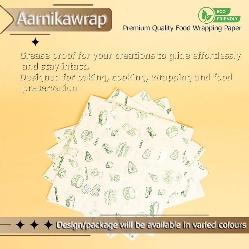 Aarnikawrap Wrapping Butter Paper I Oil Proof Sandwich Wrap Paper I Food Wrapping Paper I Oil Absorbing Sheets I Cooking Butter Paper I Pack of 100 Sheets I - Image 5