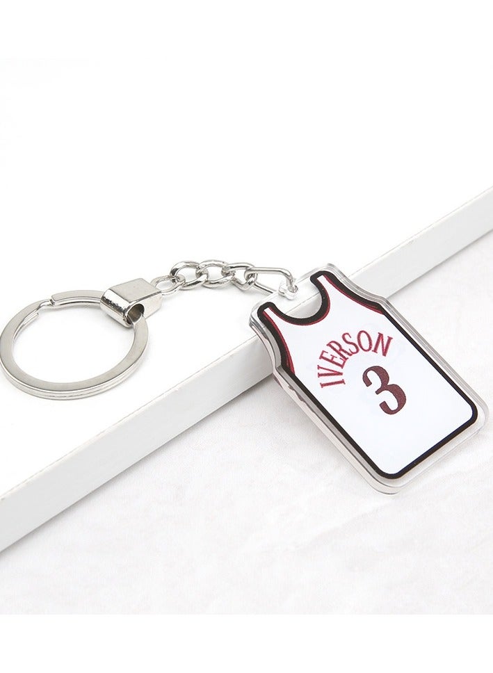 Generic NBA Jersey Keychain Kobe James Basketball Star Jordan Acrylic Keychain Wholesale Backpack Pendant