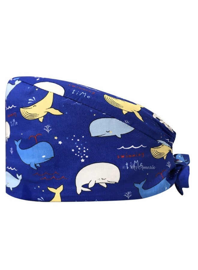 NIBEMINENT Cartoon Doctor Operating Room Pattern Printed Nursing Head Cap Lab Scrub Pet Hospital Surgical Hat Unisex Dentist Scrub Cap