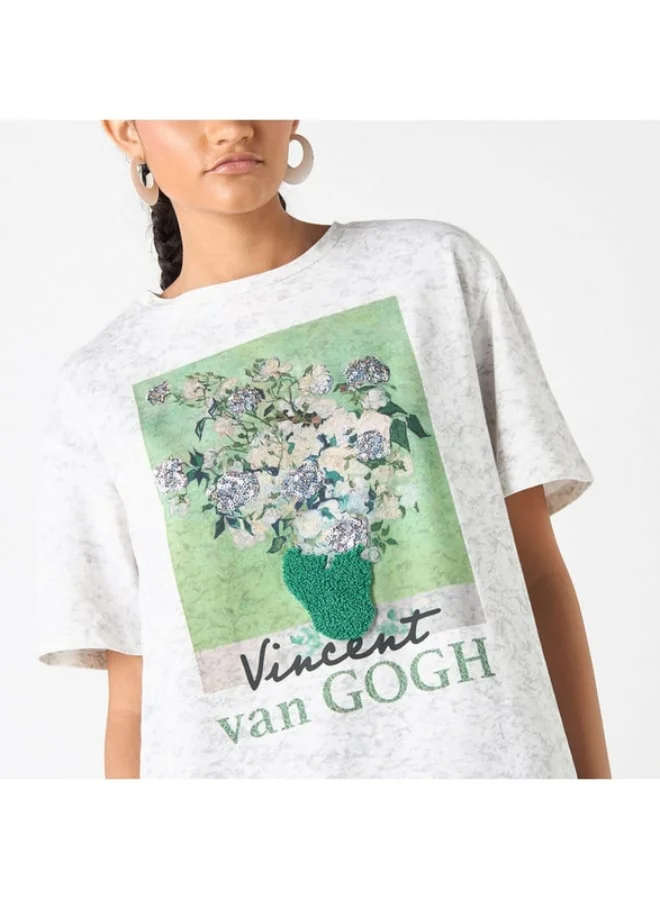 SP Characters Vincent Van Gogh Print T-shirt with Short Sleeves