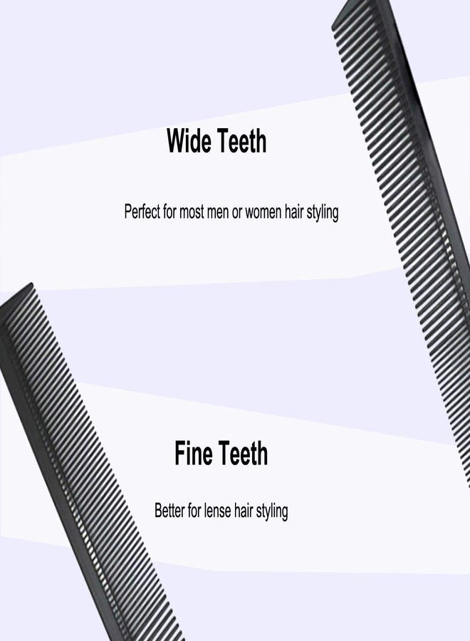 AFT90 3 Pack Carbon Fiber Cutting Comb - Professional 8.15' Styling Comb for All Hair Types, Fine and Wide Tooth - Image 2