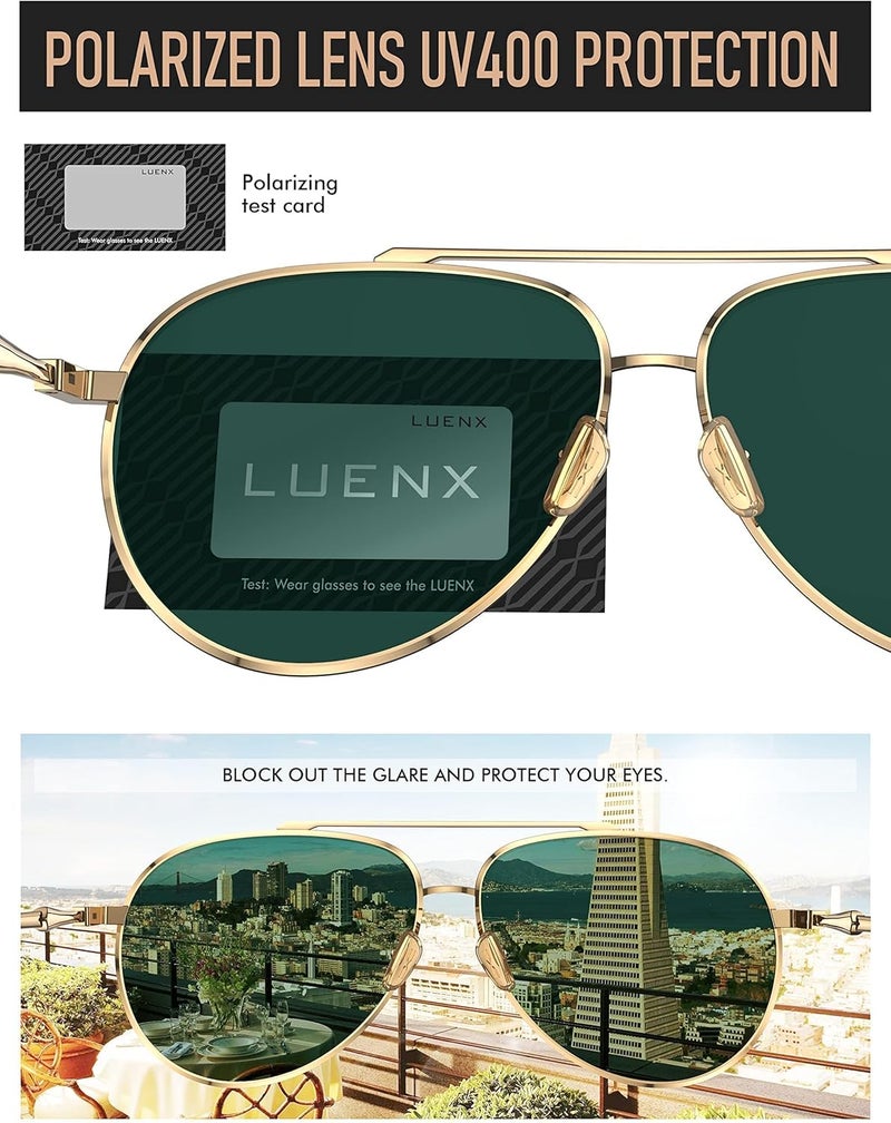 LUENX Aviator Sunglasses for Men Women Polarized - UV400 Protection, Stylish Shades 59 MM, Driving, Outdoor Activities - Image 4
