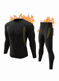 General Men's Thermal Underwear Sets Top & Long Johns Fleece Sweat Quick Drying Thermo Base Layer-Black  - Image 1