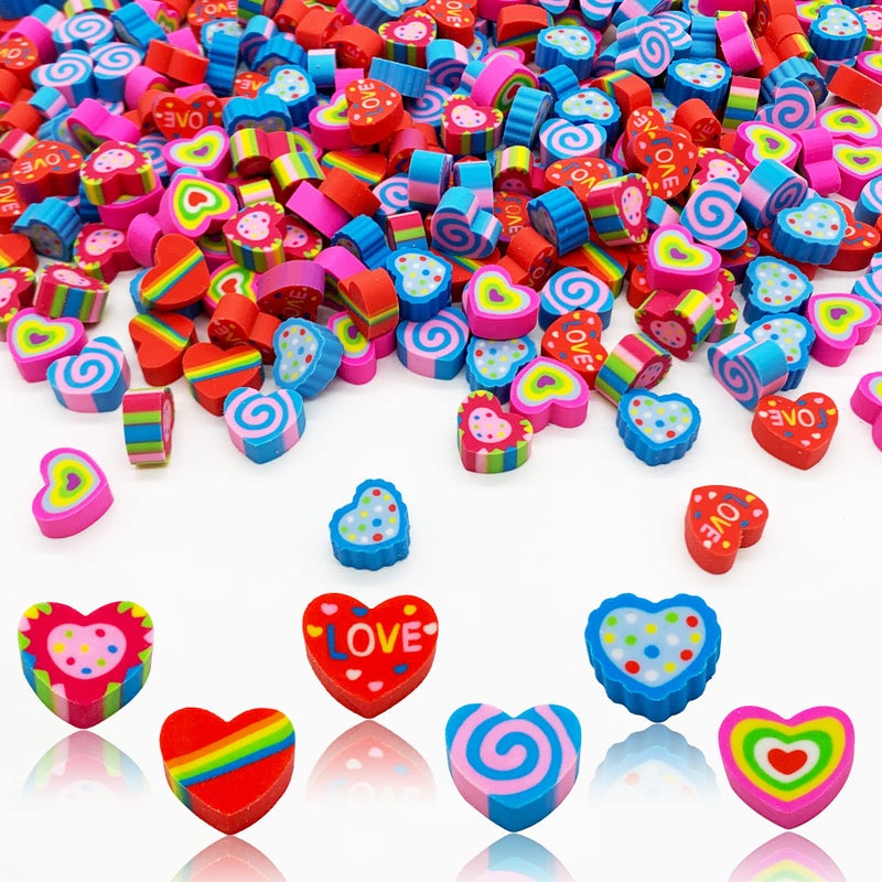 ZAKVOOR 300 Pieces Mini Heart Erasers Bulk Assorted Novelty Pencil Erasers Decorative Stationery Accessories for Valentines Day Desk Use - Image 2