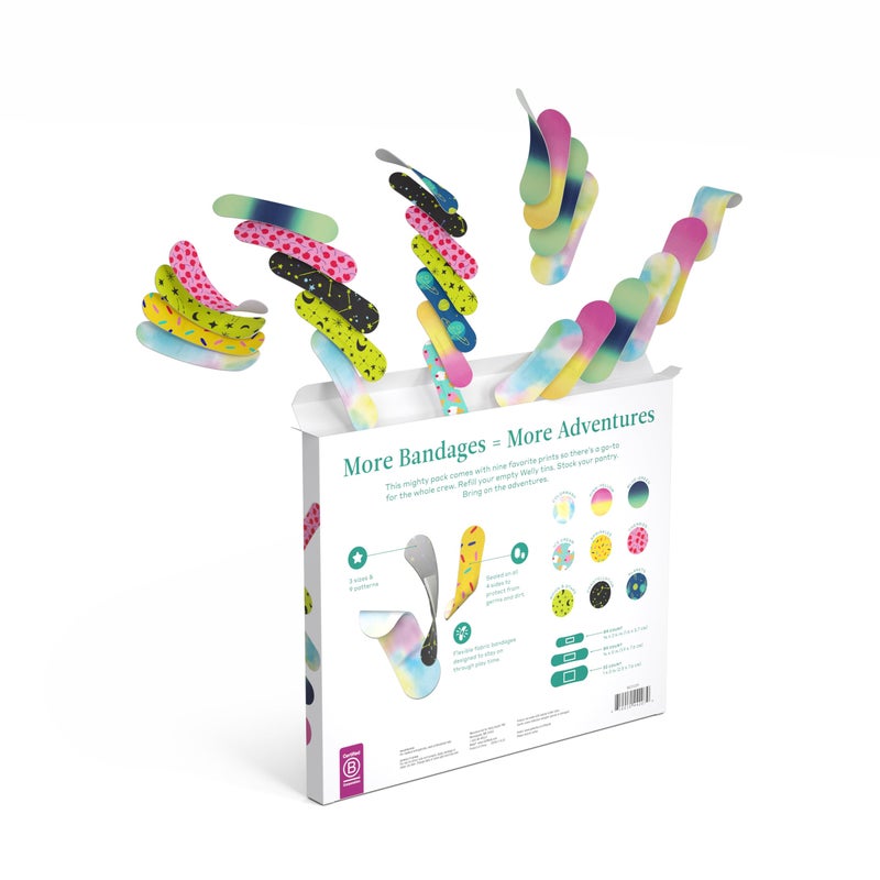 Welly Bandage Refill Ready Pack | Adhesive Flexible Fabric Bandages | Bulk Assorted Shapes and Patterns for Minor Cuts, Scrapes, and Wounds - 200 Count - Image 2