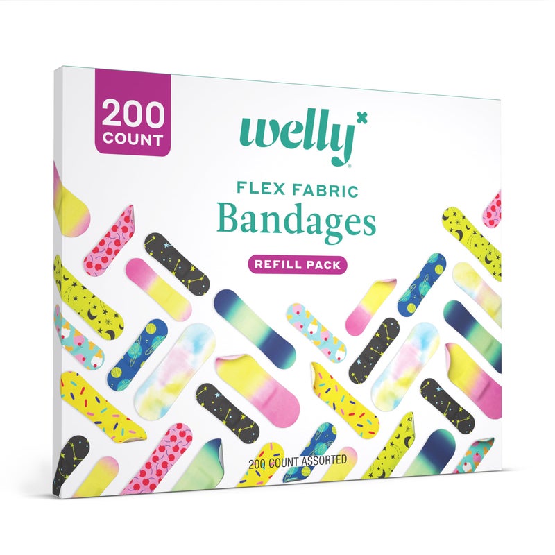 Welly Bandage Refill Ready Pack | Adhesive Flexible Fabric Bandages | Bulk Assorted Shapes and Patterns for Minor Cuts, Scrapes, and Wounds - 200 Count - Image 4