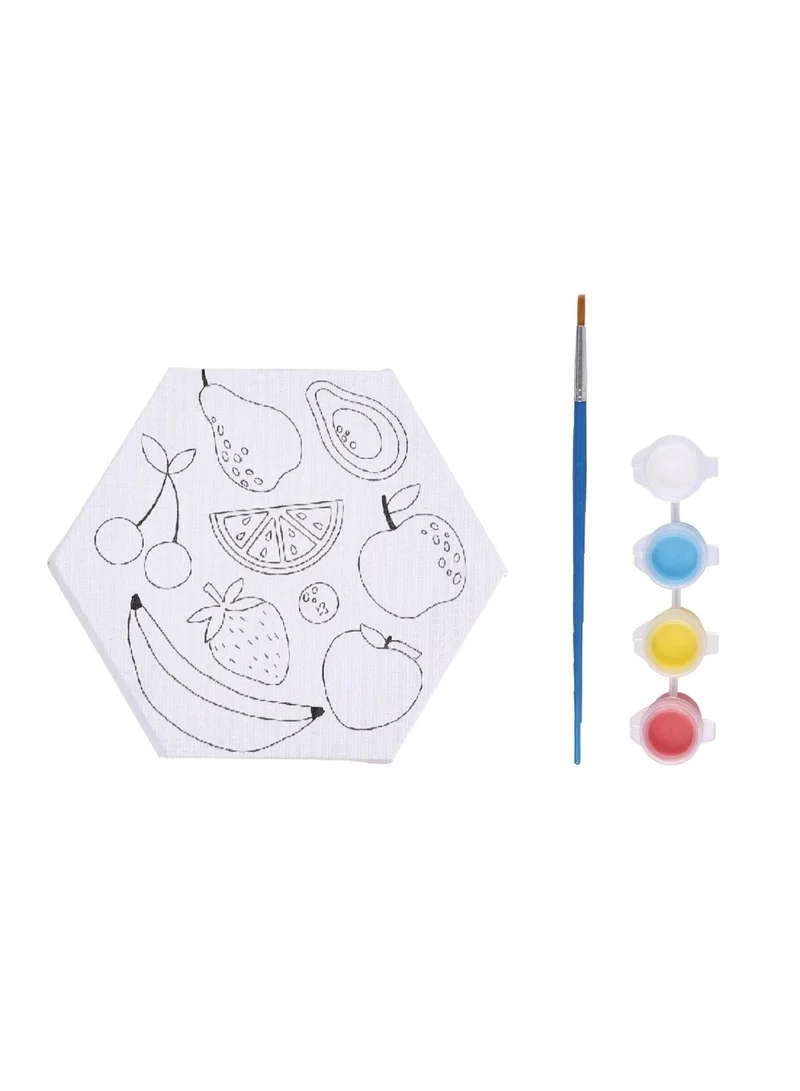 TOOLY Kids Craft Paint Your Own Mixed Fruits Canvas Set (Age 3+) – Multicolored, 6 Pieces
