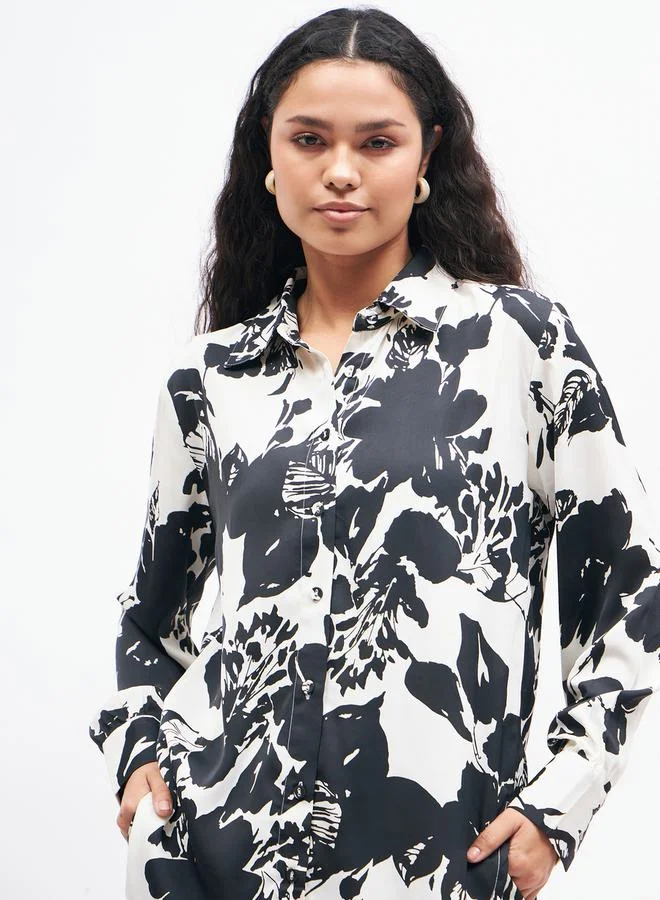 ساسافراس Floral Print Longline Shirt & Trouser Co-Ords by Styli