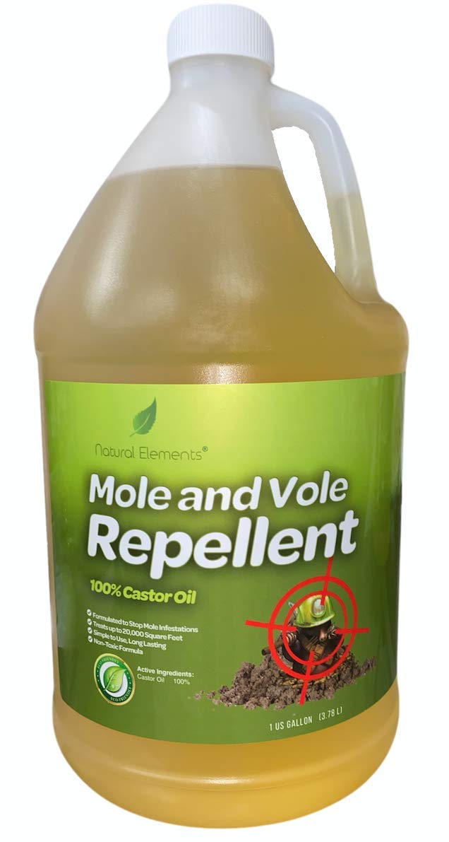 Natural Elements Mole and Vole Repellent 100 Castor Oil Pet Safe and Non Toxic Food Grade 128 oz 1 Gallon