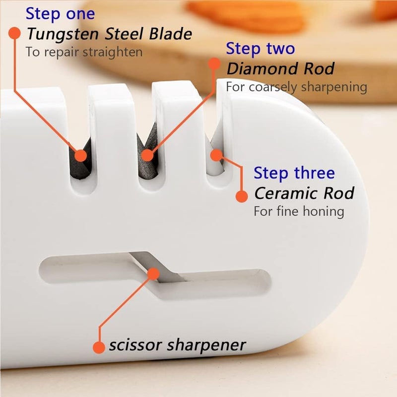 Aerbee 4 in 1 Knife Sharpener, Kitchen Manual Knife Sharpener Scissors Sharpener, Quickly Sharpen All Kinds of Kitchen Knives, Steel Knives, Scissors, Boning Knives - Image 3